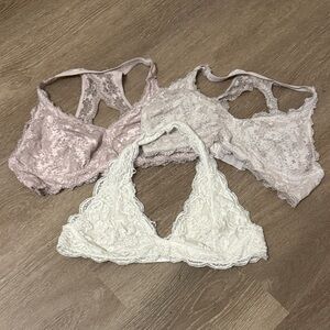 Lace Bralette Pack - White and Light Pink
